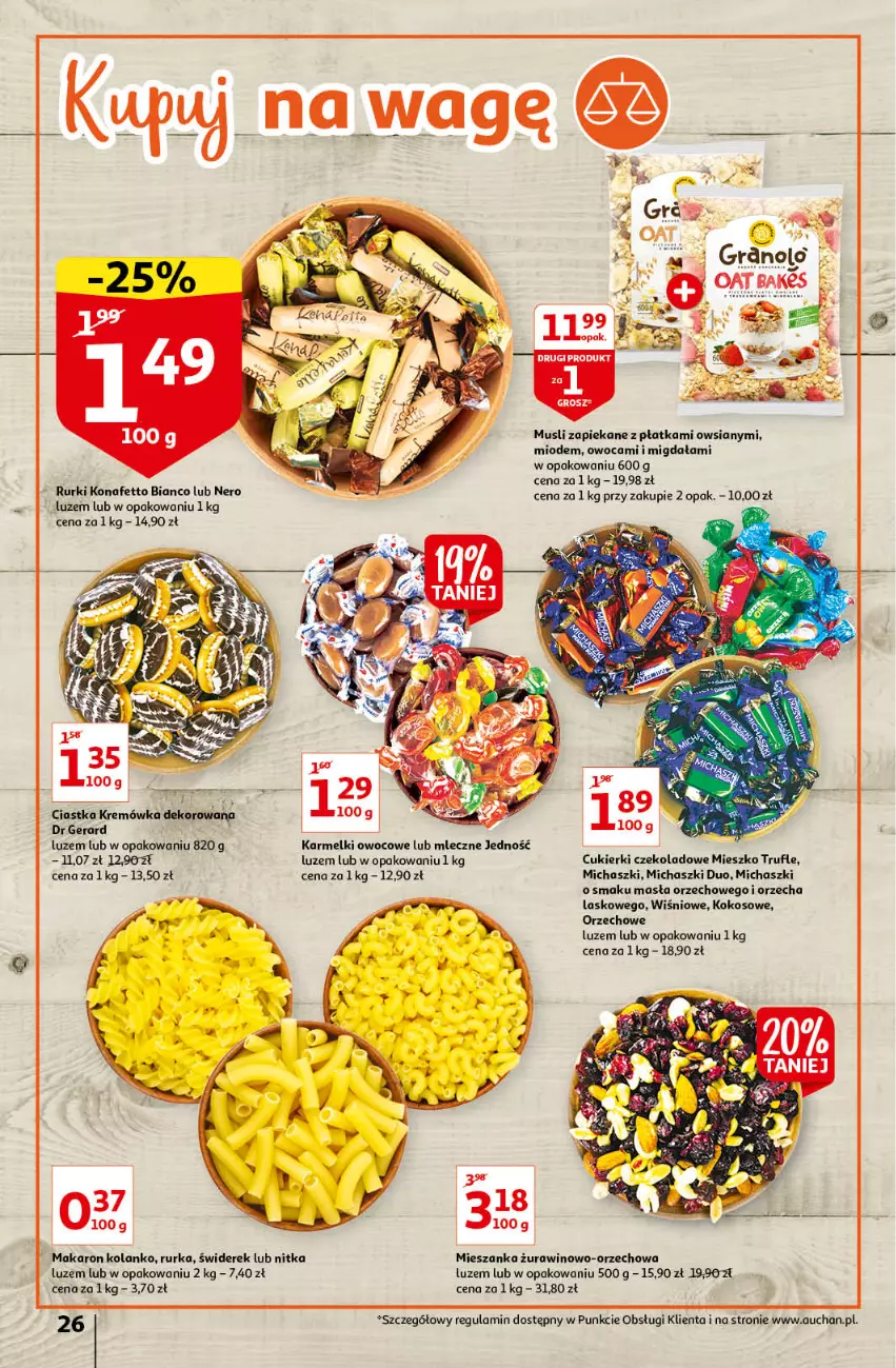 Gazetka promocyjna Auchan - przeNISKIE CENY na przebojowe marki Hipermarkety - ważna 10.02 do 16.02.2022 - strona 26 - produkty: Ciastka, Cukier, Cukierki, Cukierki czekoladowe, Dr Gerard, Gra, Kokos, Kremówka, Makaron, Mus, Rurki, Wino