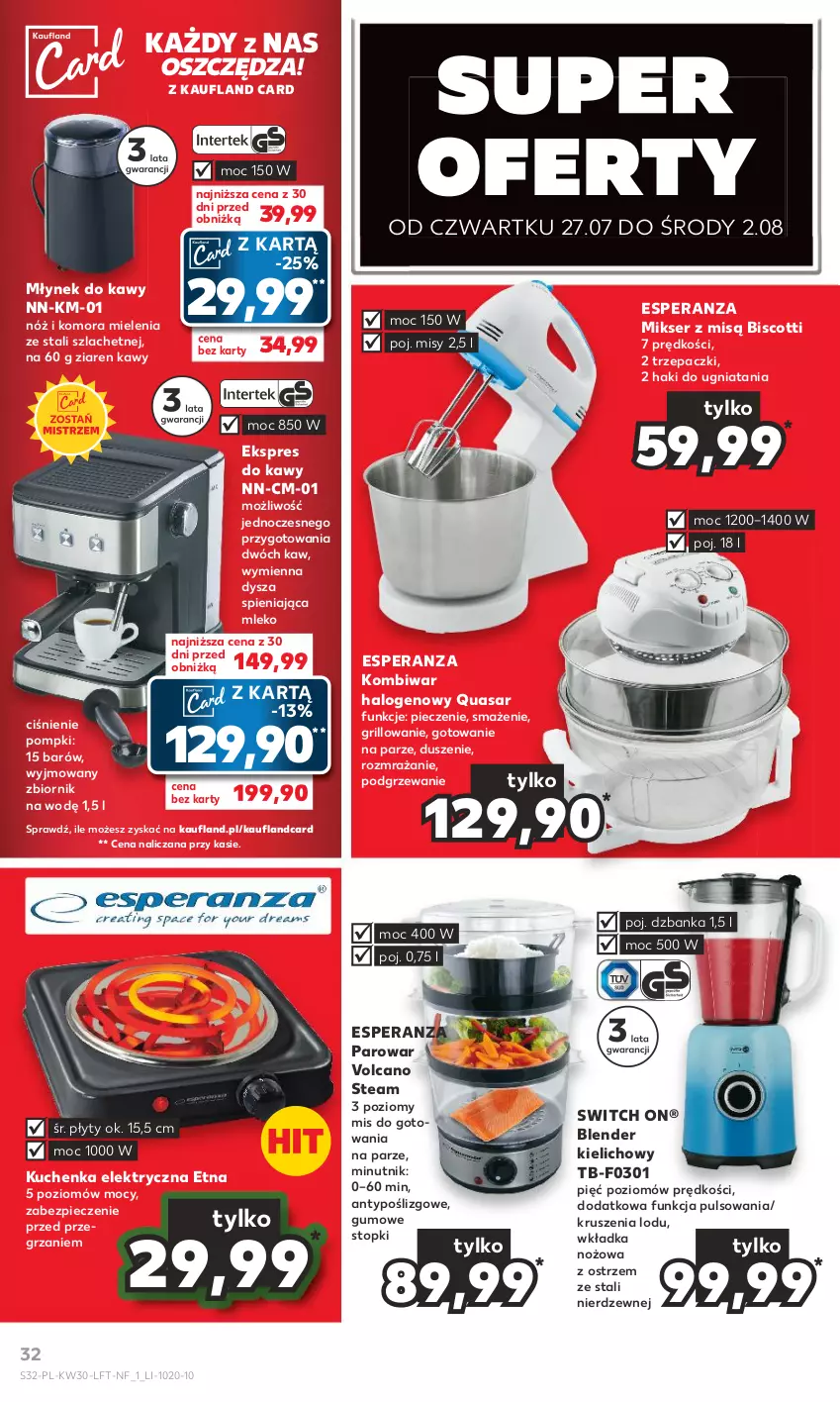 Gazetka promocyjna Kaufland - Gazetka tygodnia - ważna 27.07 do 02.08.2023 - strona 32 - produkty: Blender, Grill, Halo, Mikser, Mikser z misą, Mleko, Młynek, Młynek do kawy, Noż, Piec, Ser, Top