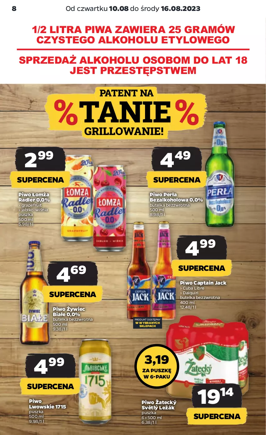 Gazetka promocyjna Netto - Artykuły spożywcze - ważna 10.08 do 16.08.2023 - strona 8 - produkty: Captain Jack, Gra, Perła, Piwa, Piwo, Radler