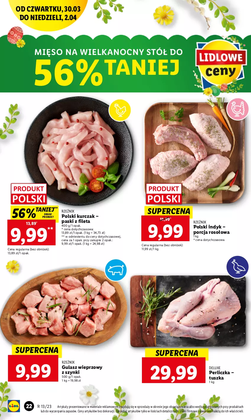 Gazetka promocyjna Lidl - GAZETKA - ważna 30.03 do 02.04.2023 - strona 22 - produkty: Kurczak, Mięso, Perliczka, Por, Stół, Tusz