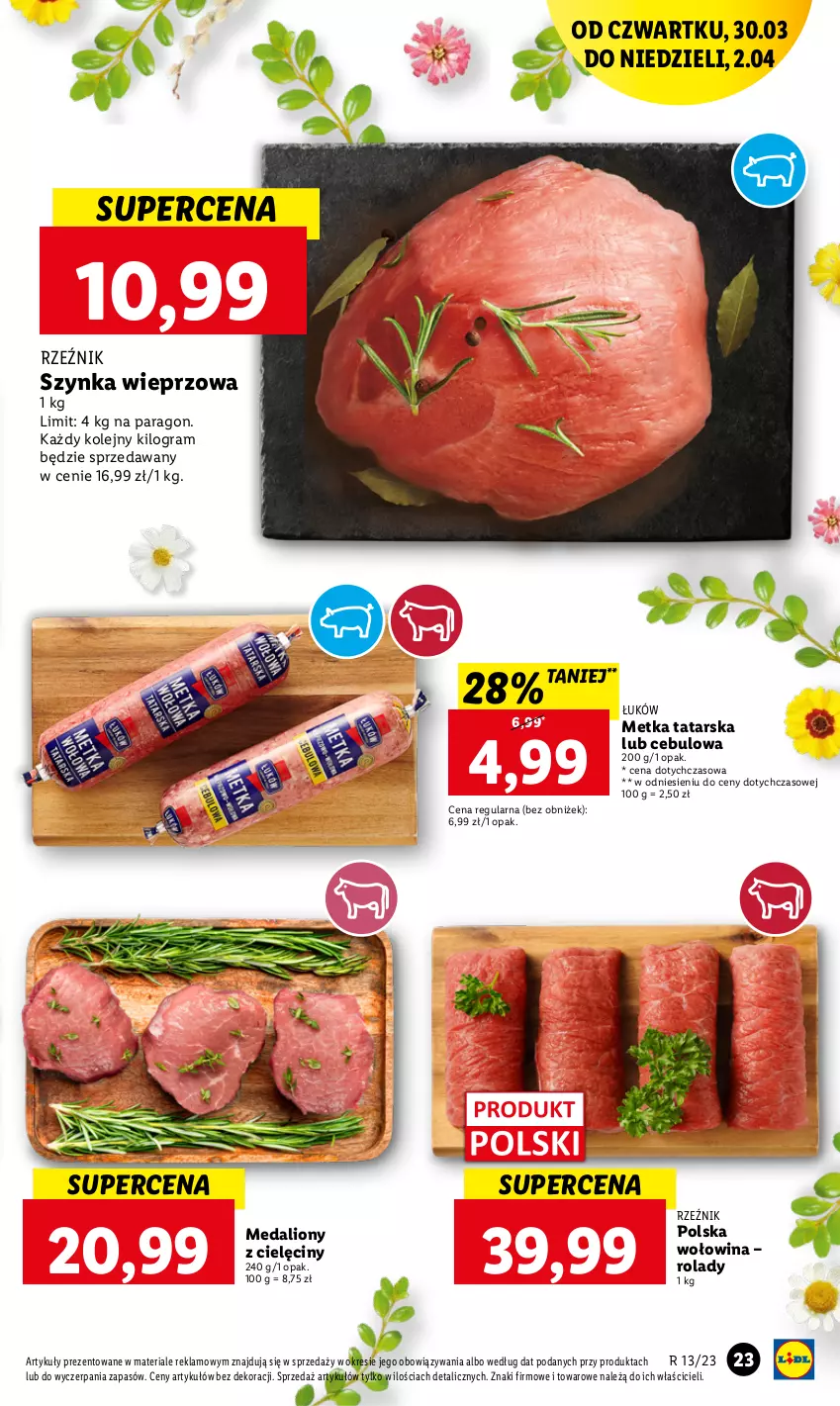 Gazetka promocyjna Lidl - GAZETKA - ważna 30.03 do 02.04.2023 - strona 23 - produkty: Gra, Lion, Metka tatarska, Olej, Szynka, Szynka wieprzowa, Wołowina