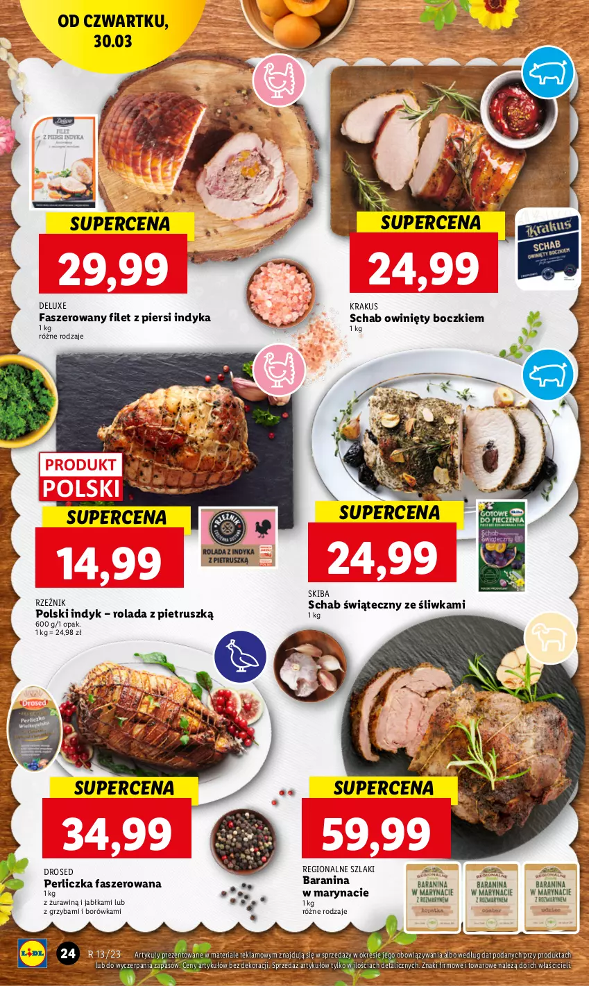 Gazetka promocyjna Lidl - GAZETKA - ważna 30.03 do 02.04.2023 - strona 24 - produkty: Borówka, Fa, Filet z piersi indyka, Jabłka, Krakus, Perliczka, Rolada