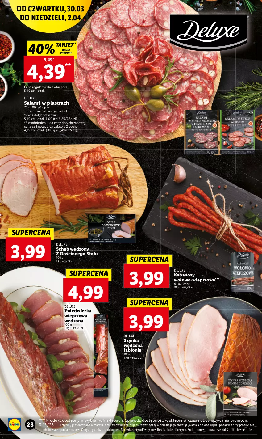 Gazetka promocyjna Lidl - GAZETKA - ważna 30.03 do 02.04.2023 - strona 28 - produkty: Kabanos, Polędwiczka wieprzowa, Salami, Szynka