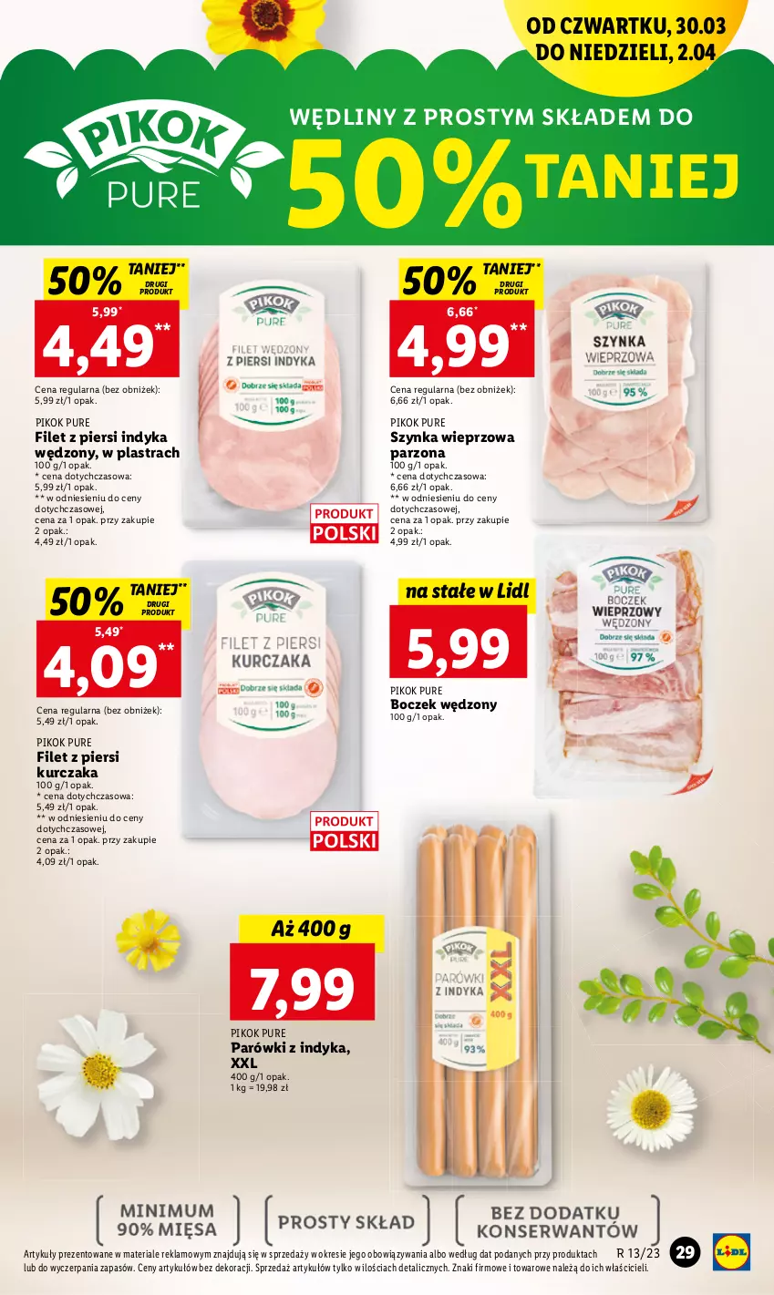 Gazetka promocyjna Lidl - GAZETKA - ważna 30.03 do 02.04.2023 - strona 29 - produkty: Boczek, Filet z piersi indyka, Filet z piersi kurczaka, Kurczak, Parówki, Parówki z indyka, PIKOK, Pur, Szynka, Szynka wieprzowa