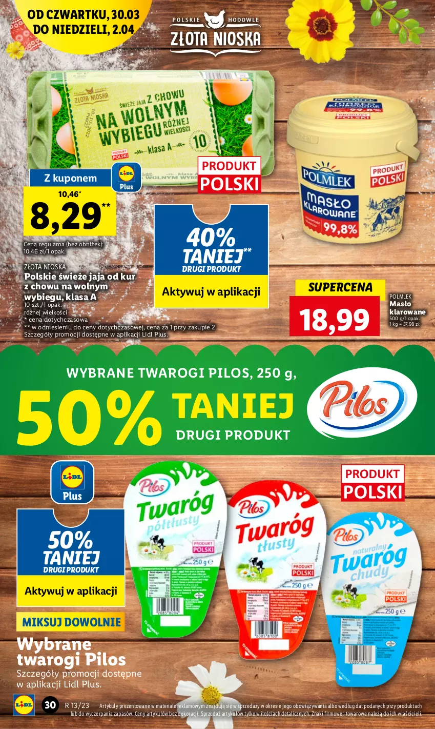 Gazetka promocyjna Lidl - GAZETKA - ważna 30.03 do 02.04.2023 - strona 30 - produkty: Jaja, Masło, Masło klarowane, Pilos, POLMLEK