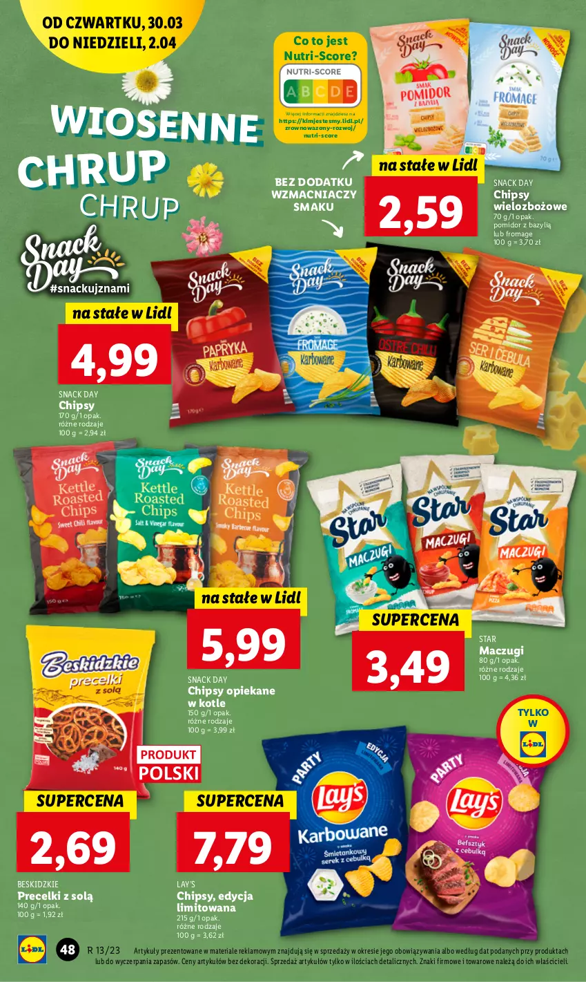 Gazetka promocyjna Lidl - GAZETKA - ważna 30.03 do 02.04.2023 - strona 48 - produkty: Bazyl, Beskidzki, Chipsy, Lay’s, Precelki, Wazon