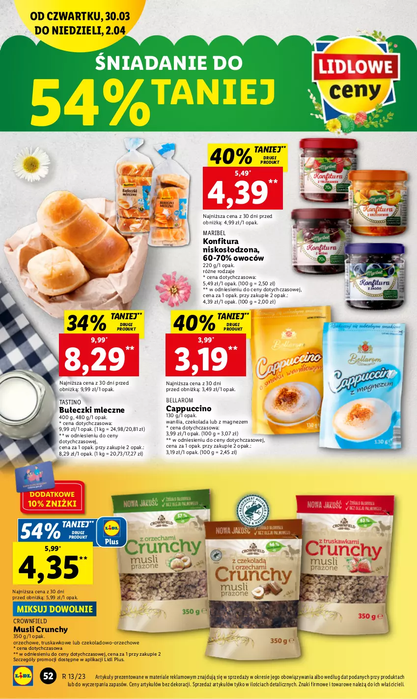 Gazetka promocyjna Lidl - GAZETKA - ważna 30.03 do 02.04.2023 - strona 52 - produkty: Bell, Bella, Bułeczki, Bułeczki mleczne, Cappuccino, Czekolada, Konfitura, Magnez, Mus