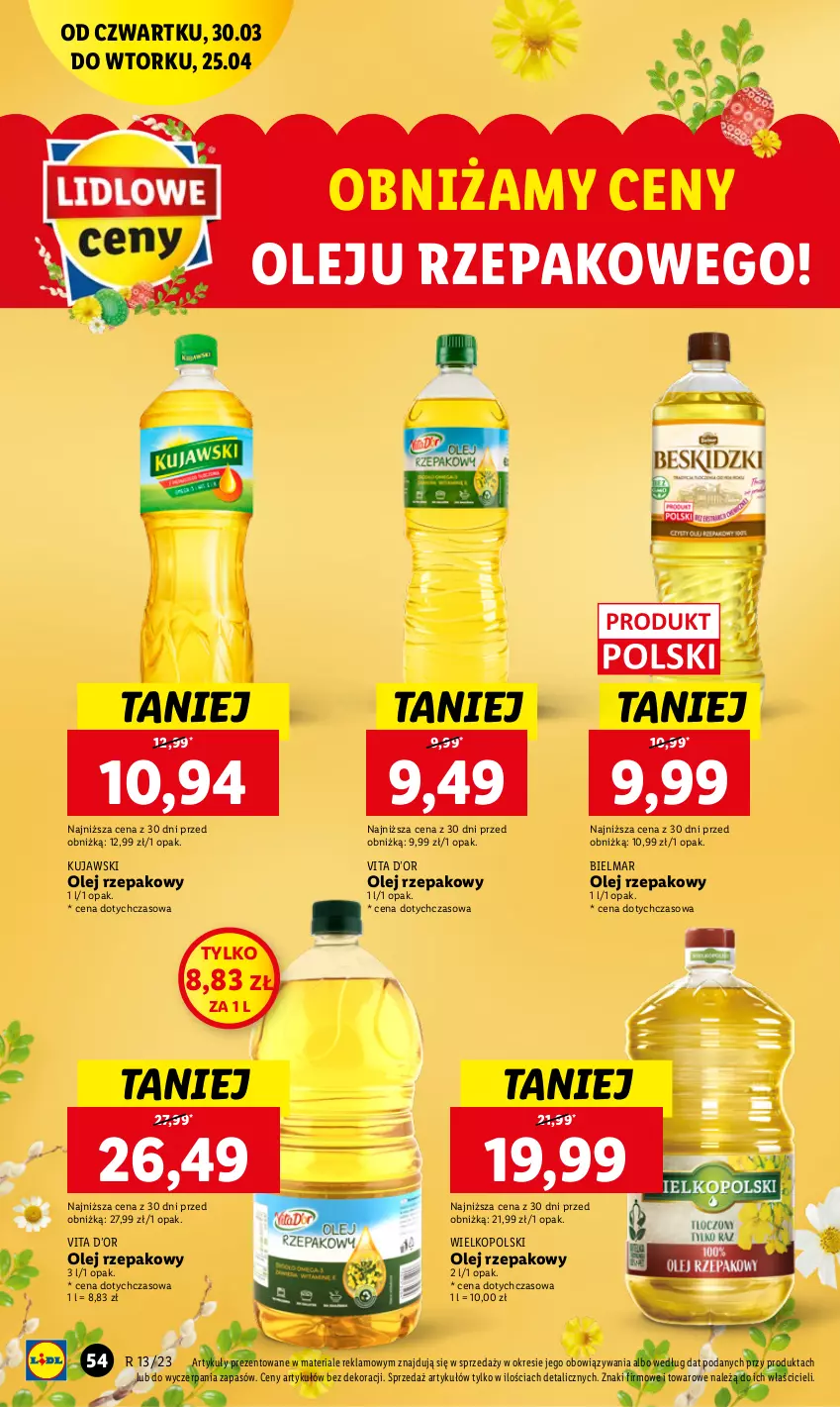 Gazetka promocyjna Lidl - GAZETKA - ważna 30.03 do 02.04.2023 - strona 54 - produkty: Kujawski, Olej, Olej rzepakowy