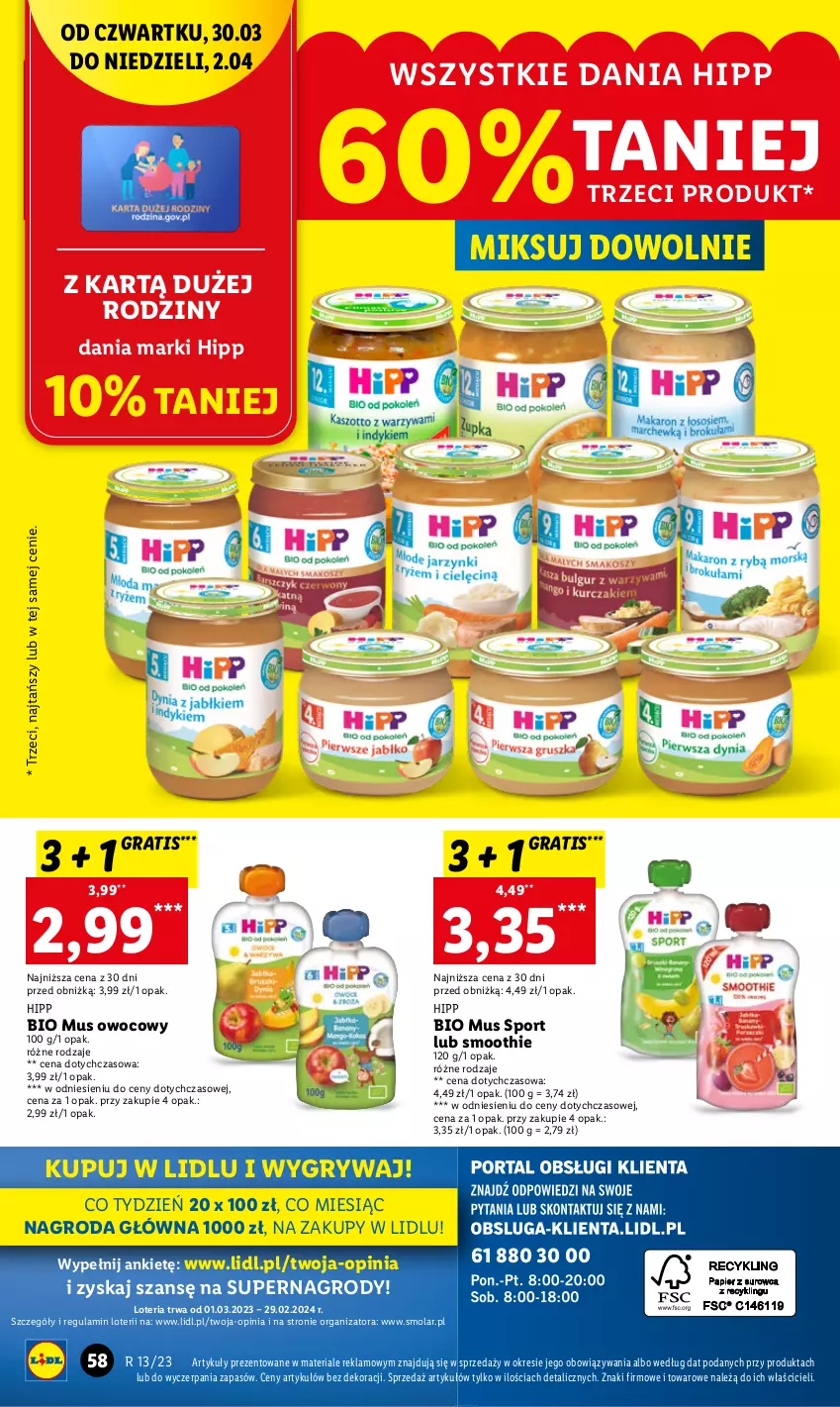 Gazetka promocyjna Lidl - GAZETKA - ważna 30.03 do 02.04.2023 - strona 58 - produkty: Chleb, Gra, Gry, HiPP, Hipp Bio, Mola, Mus, Por, Smoothie, Sport