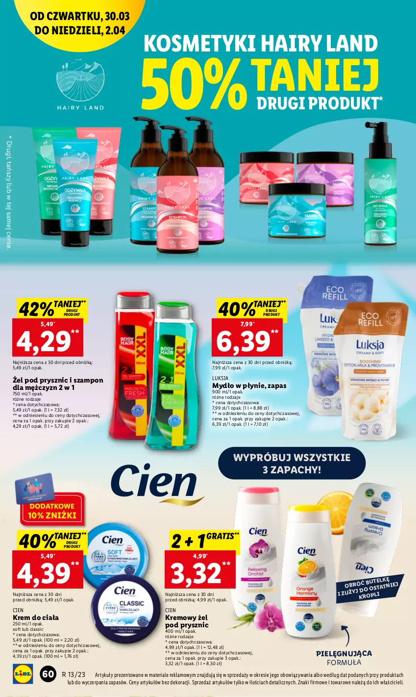 Gazetka promocyjna Lidl - GAZETKA - ważna 30.03 do 02.04.2023 - strona 60 - produkty: Gra, Krem do ciała, Luksja, Mydło, Mydło w płynie, Szampon