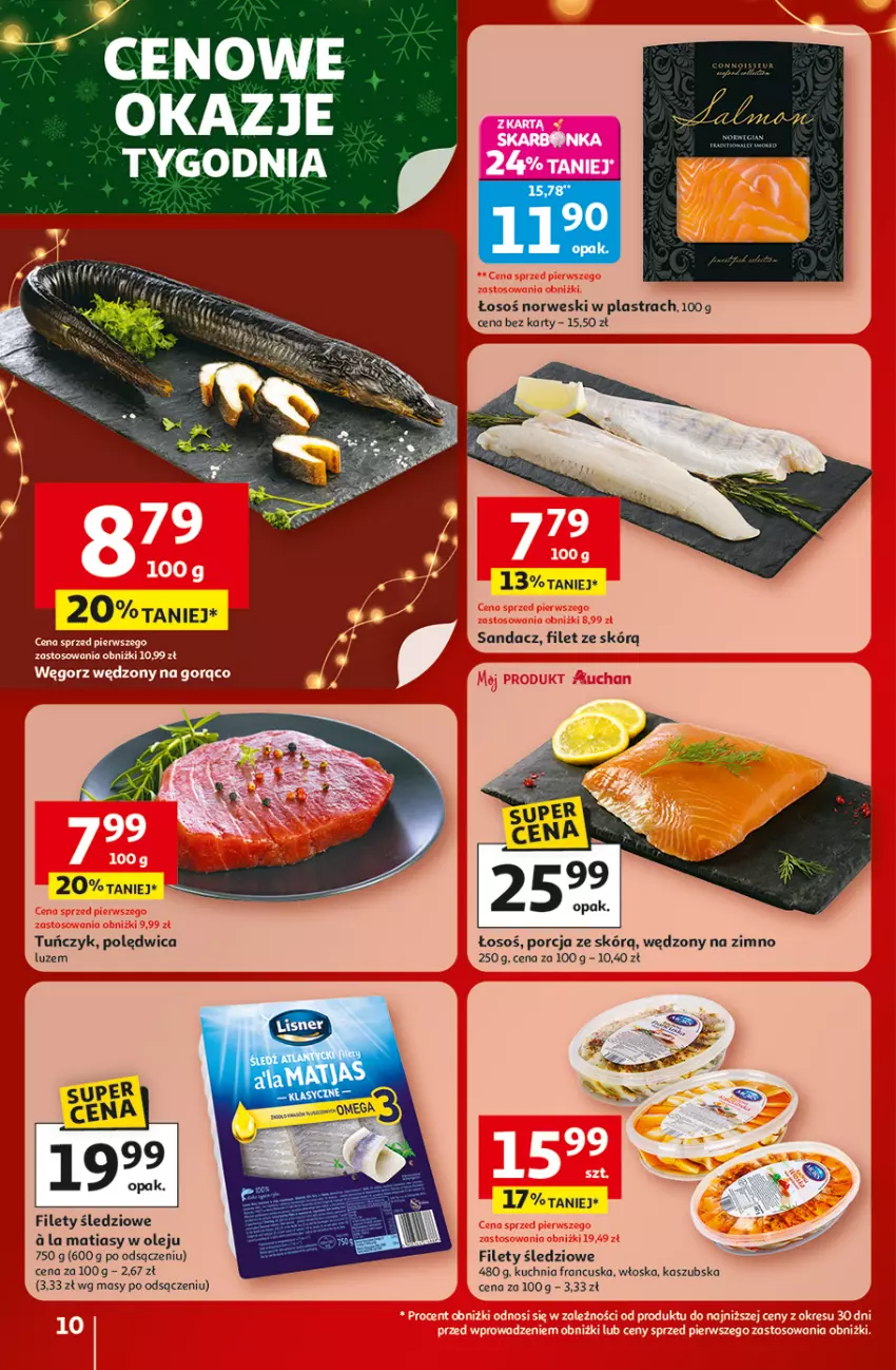 Gazetka promocyjna Auchan - Gazetka Święta jak babcię kocham Hipermarket Auchan - ważna 18.12 do 23.12.2025 - strona 10 - produkty: Kuchnia, Olej, Polędwica, Por, Sandacz, Tuńczyk