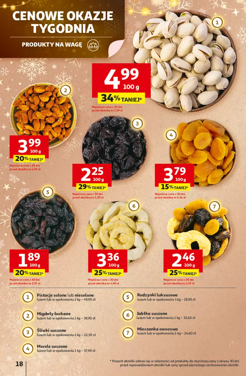 Gazetka promocyjna Auchan - Gazetka Święta jak babcię kocham Hipermarket Auchan - ważna 18.12 do 23.12.2025 - strona 18 - produkty: Jabłka, Migdały, Migdały łuskane, Pistacje, Rodzynki