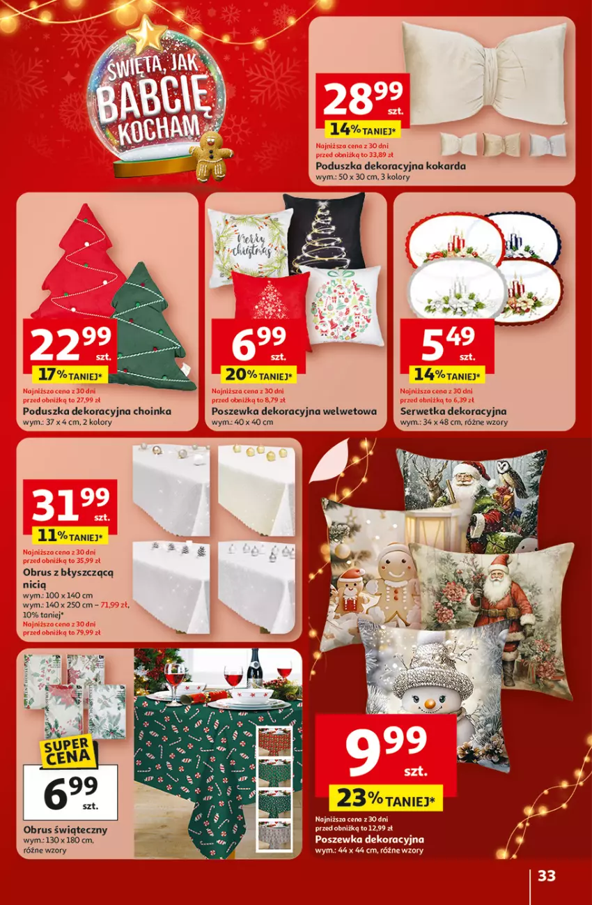 Gazetka promocyjna Auchan - Gazetka Święta jak babcię kocham Hipermarket Auchan - ważna 18.12 do 23.12.2025 - strona 33 - produkty: Choinka, Inka, Obrus, Poduszka, Poduszka dekoracyjna, Poszewka, Ser