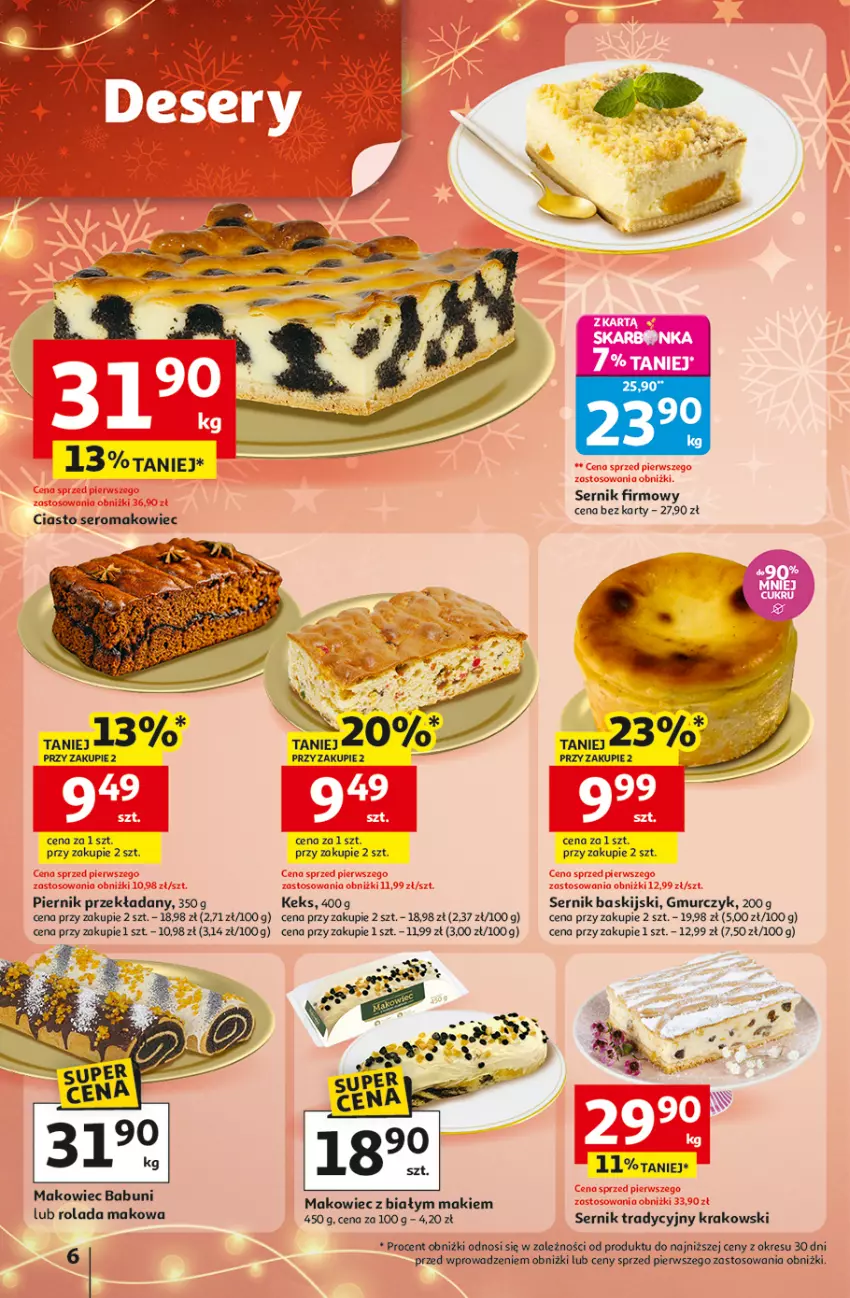 Gazetka promocyjna Auchan - Gazetka Święta jak babcię kocham Hipermarket Auchan - ważna 18.12 do 23.12.2025 - strona 6 - produkty: Makowiec, Piernik, Rolada, Ser