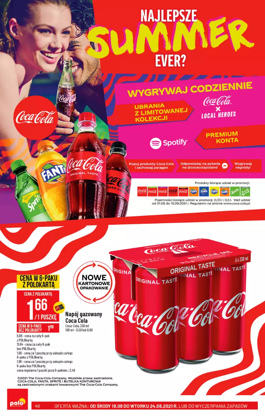 Gazetka promocyjna PoloMarket - Gazetka pomocyjna - ważna 18.08 do 24.08.2021 - strona 46 - produkty: Coca-Cola, Fa, Fanta, Napój, Napój gazowany, Sprite