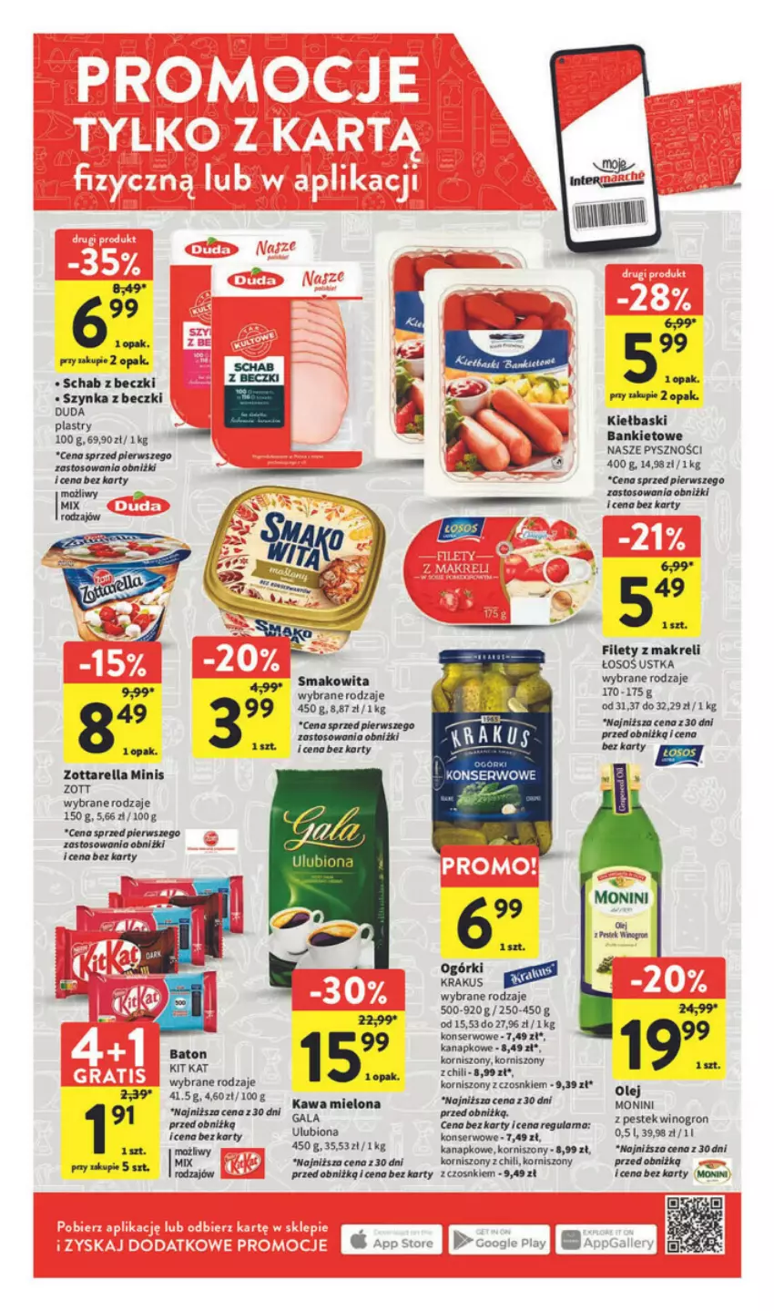 Gazetka promocyjna Intermarche - ważna 09.11 do 15.11.2023 - strona 2 - produkty: Duda, Gala, Karnisz, Kawa, Kawa mielona, Korniszony, Krakus, Monini, Olej, Ser, Smakowita, Stek, Szynka, Szynka z beczki, Wino, Zott, Zottarella