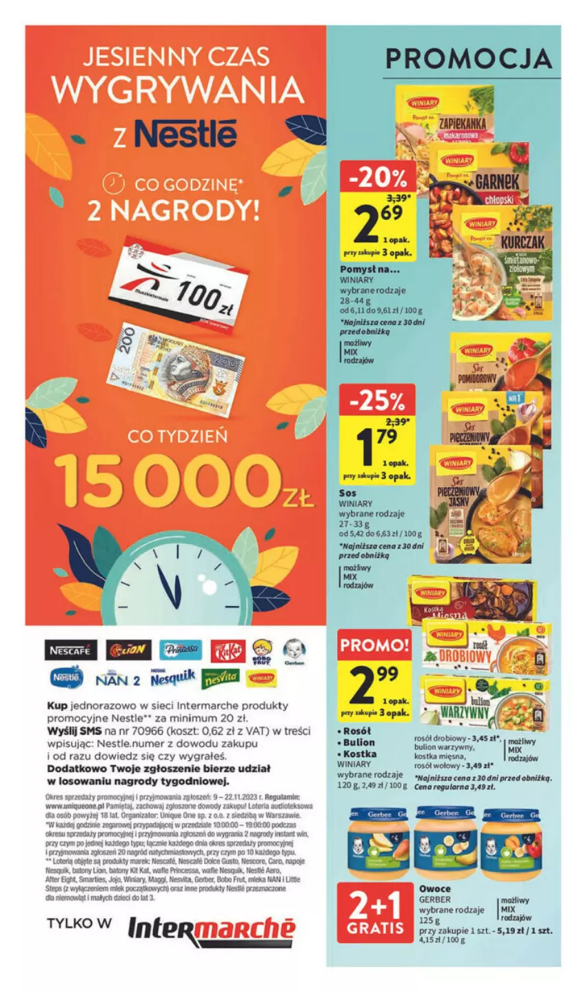 Gazetka promocyjna Intermarche - ważna 09.11 do 15.11.2023 - strona 26 - produkty: Balony, Baton, Gerber, Gra, Kit Kat, Kosz, LG, Maggi, Mięta, Napoje, Princessa, Winiary