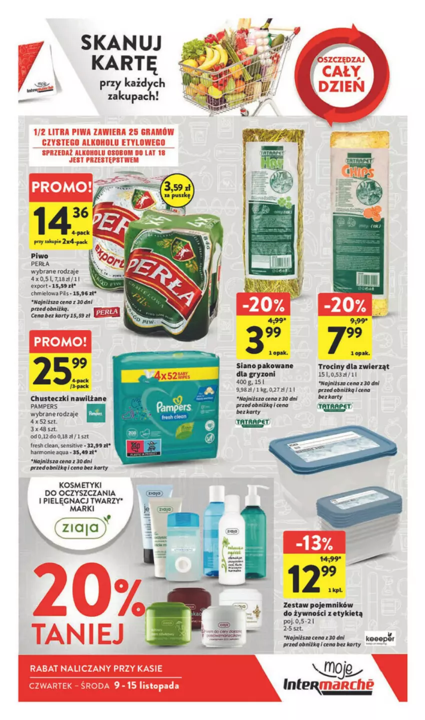 Gazetka promocyjna Intermarche - ważna 09.11 do 15.11.2023 - strona 3 - produkty: Chusteczki, Gry, Pampers, Perła, Piwo, Pojemnik, Por