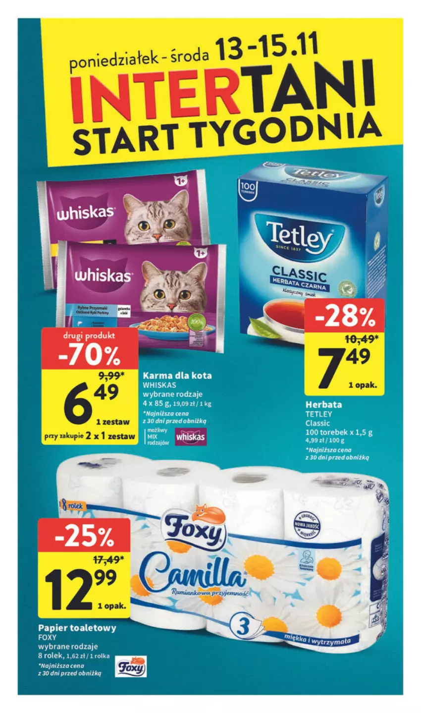 Gazetka promocyjna Intermarche - ważna 09.11 do 15.11.2023 - strona 37 - produkty: Herbata, Papier, Papier toaletowy, Tetley, Whiskas