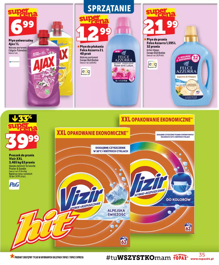 Gazetka promocyjna Topaz - Gazetka - ważna 23.07 do 29.07.2026 - strona 35 - produkty: Ajax, Colgate, LG, Płyn do płukania, Płyn do prania, Proszek do prania, Sprzątanie, Top, Vizir