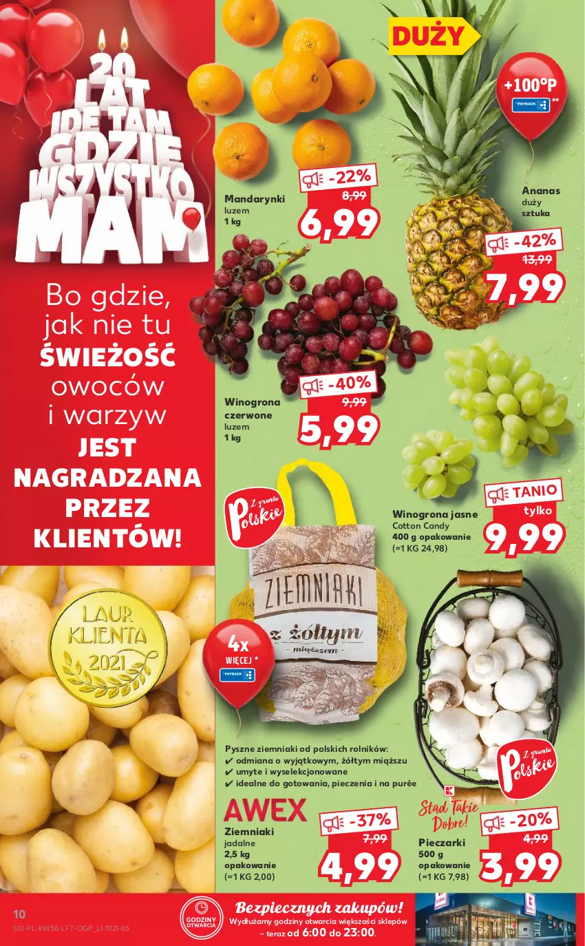 Gazetka promocyjna Kaufland - OFERTA TYGODNIA - ważna 23.09 do 29.09.2021 - strona 10 - produkty: Ananas, Candy, Gra, Mandarynki, Piec, Pur, Rolnik, Tera, Wino, Winogrona, Ziemniaki