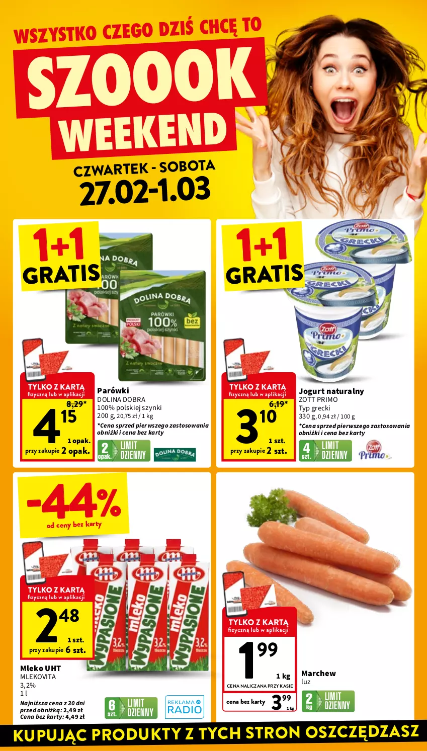 Gazetka promocyjna Intermarche - Gazetka Intermarche - ważna 27.02 do 05.03.2025 - strona 2 - produkty: Gra, Jogurt, Jogurt naturalny, Mleko, Mlekovita, Parówki, Zott, Zott Primo