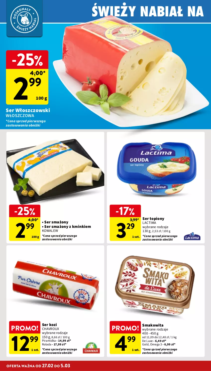 Gazetka promocyjna Intermarche - Gazetka Intermarche - ważna 27.02 do 05.03.2025 - strona 22 - produkty: Rolada, Ser, Ser kozi, Ser topiony, Smakowita, Top, Włoszczowski