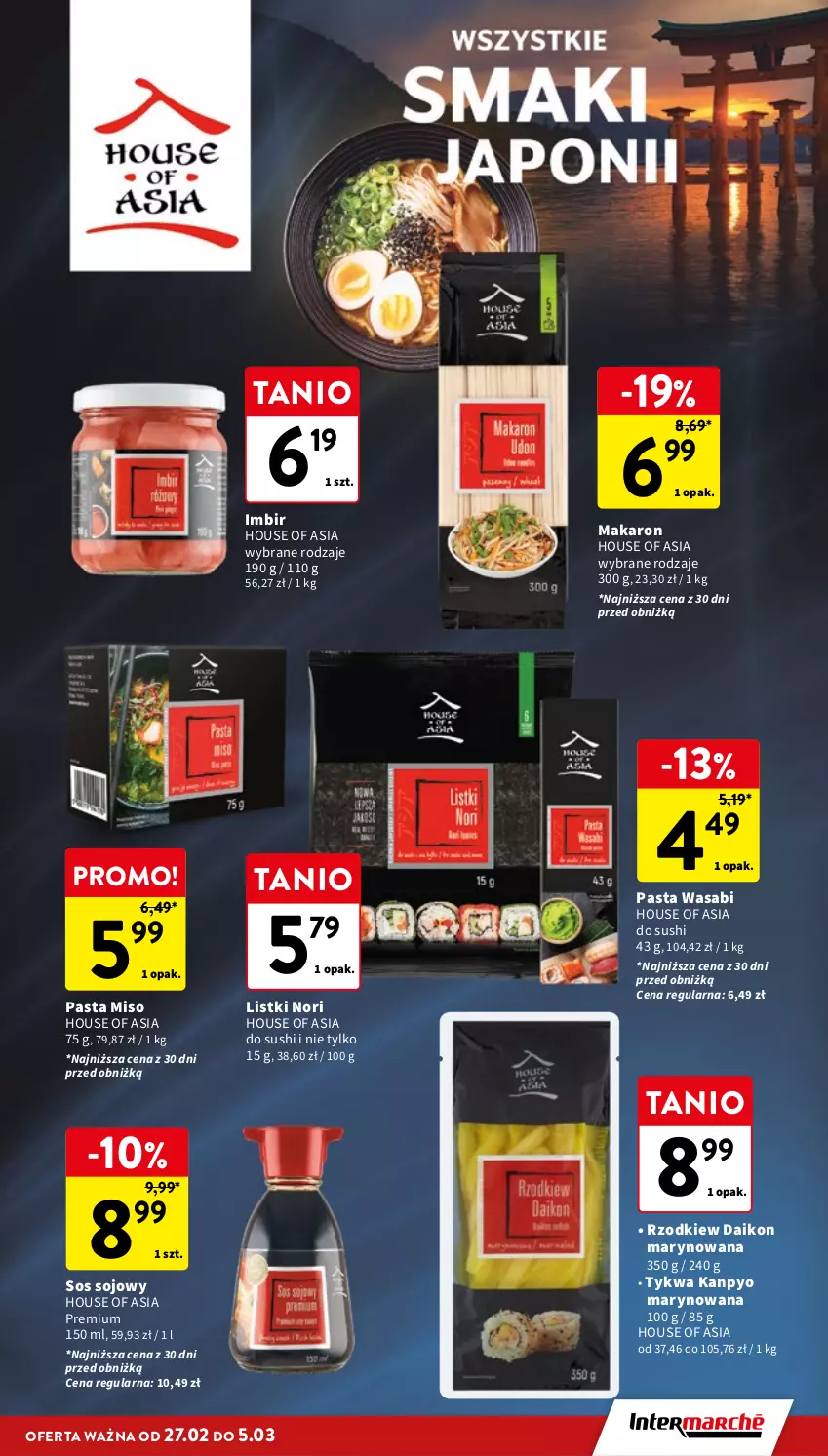 Gazetka promocyjna Intermarche - Gazetka Intermarche - ważna 27.02 do 05.03.2025 - strona 25 - produkty: House of Asia, Imbir, Makaron, Pasta wasabi, Sos, Sos sojowy, Sushi, Wasa