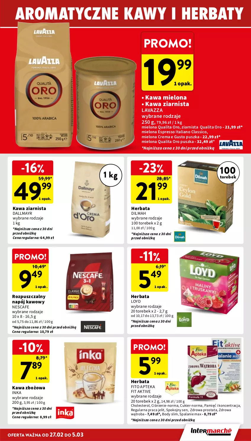 Gazetka promocyjna Intermarche - Gazetka Intermarche - ważna 27.02 do 05.03.2025 - strona 29 - produkty: Apteka, Body, Cukier, Dallmayr, Dilmah, Herbata, Inka, Kawa, Kawa mielona, Kawa zbożowa, Kawa ziarnista, Lavazza, Loyd, Napój