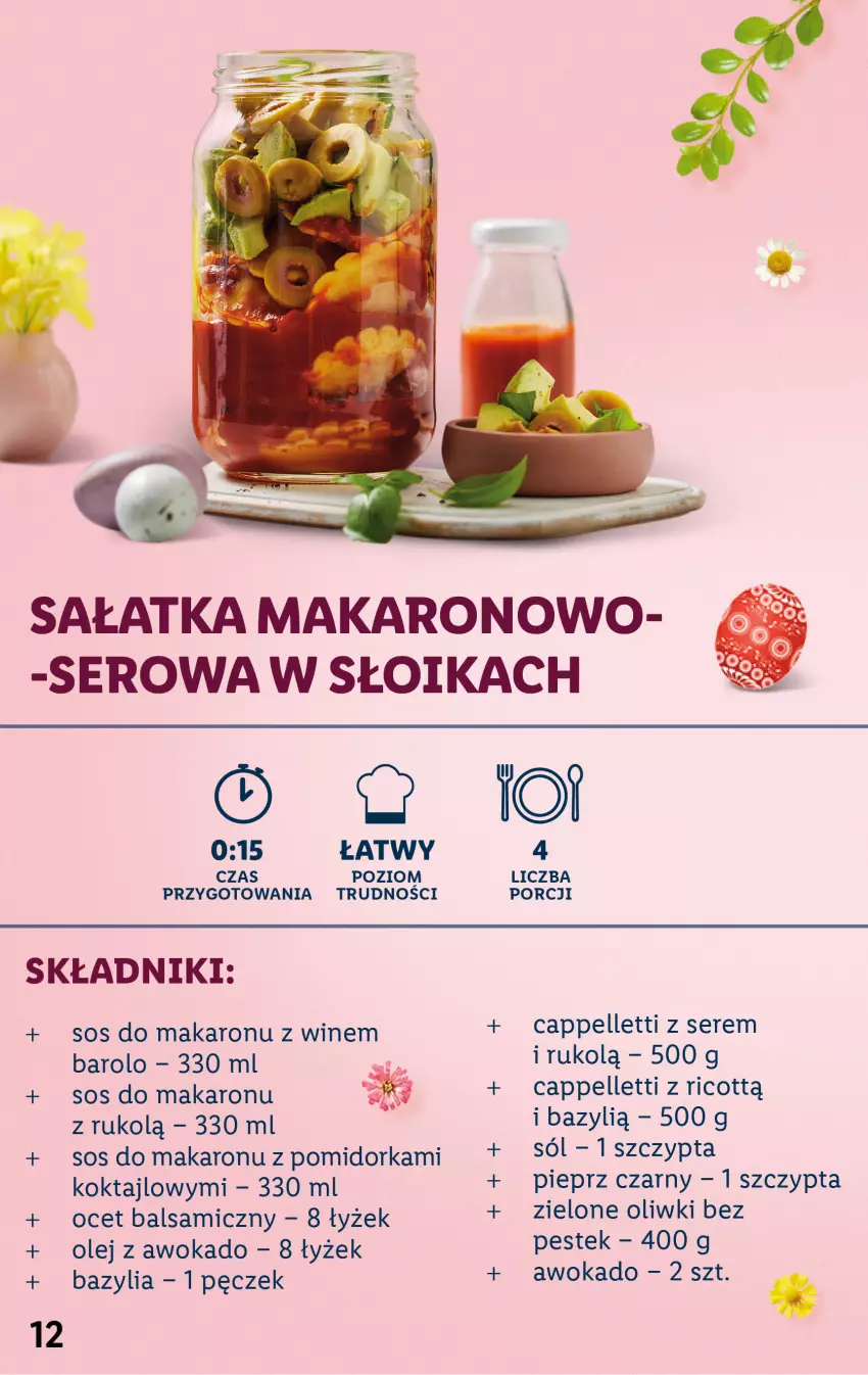 Gazetka promocyjna Lidl - KATALOG WIELKANOC - ważna 06.03 do 09.04.2023 - strona 12 - produkty: Bazyl, Bazylia, Makaron, Ocet, Ocet balsamiczny, Olej, Oliwki, Orka, Pellet, Pieprz, Por, Sałat, Sałatka, Ser, Sól, Sos, Sos do makaronu, Stek