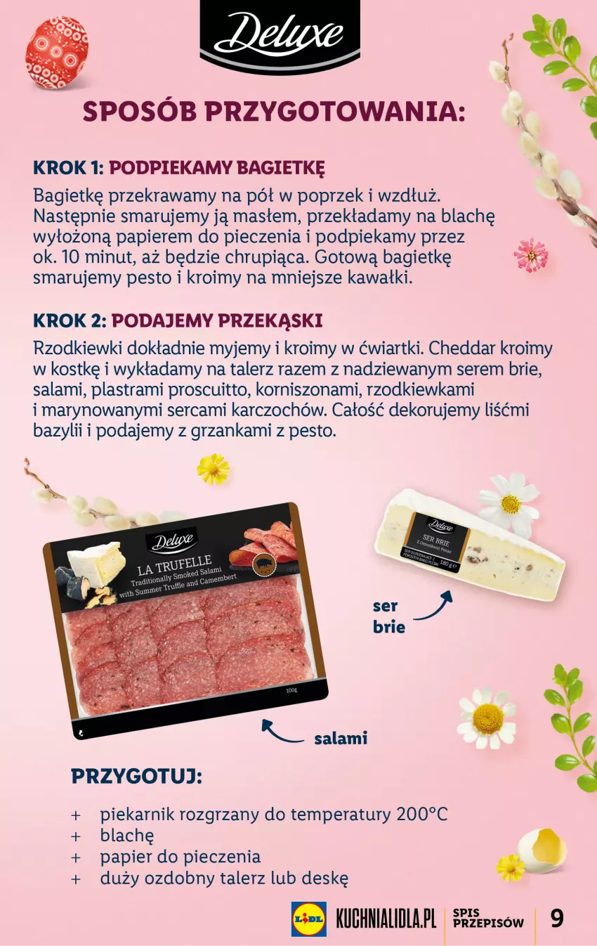 Gazetka promocyjna Lidl - KATALOG WIELKANOC - ważna 06.03 do 09.04.2023 - strona 9 - produkty: Bazyl, Brie, Cheddar, Kawa, Papier, Papier do pieczenia, Pesto, Piec, Piekarnik, Rzodkiewka, Salami, Ser, Talerz