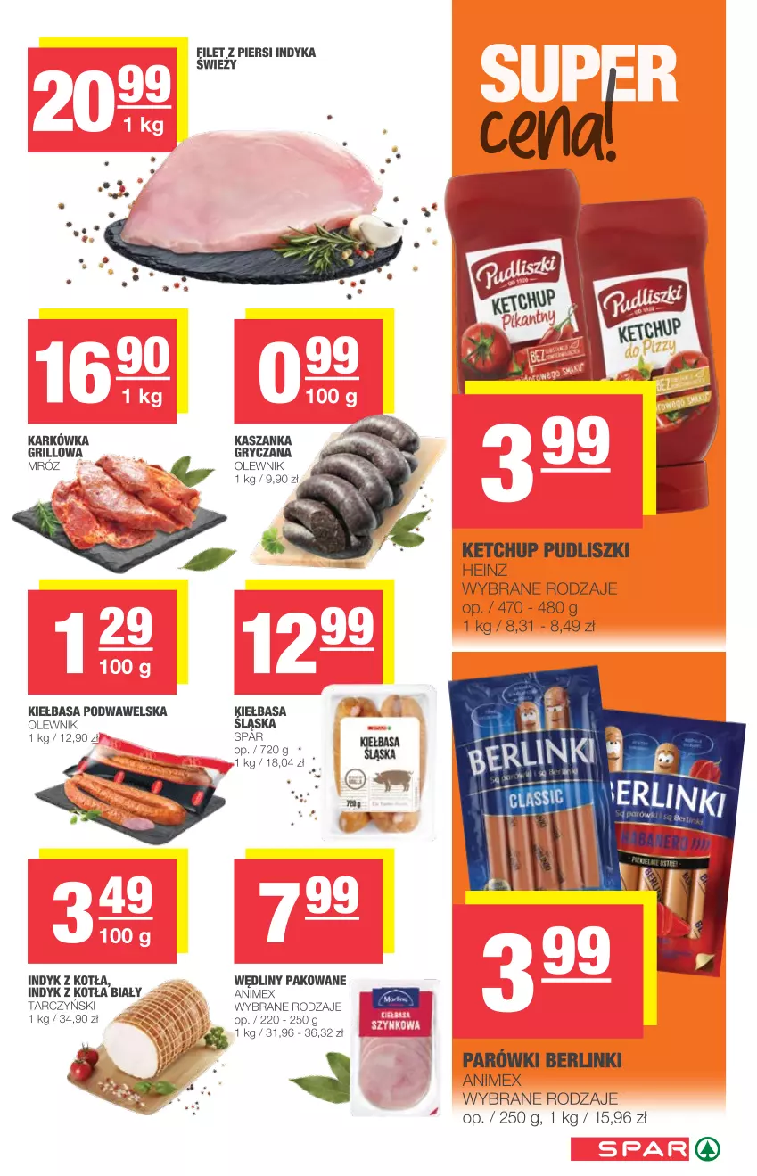 Gazetka promocyjna Spar - Eurospar - ważna 07.07 do 13.07.2021 - strona 3 - produkty: Berlinki, Filet z piersi indyka, Grill, Gry, Heinz, Kasza, Kaszanka, Ketchup, Kiełbasa, Kiełbasa podwawelska, Olewnik, Parówki, Pudliszki, Tarczyński, Wawel