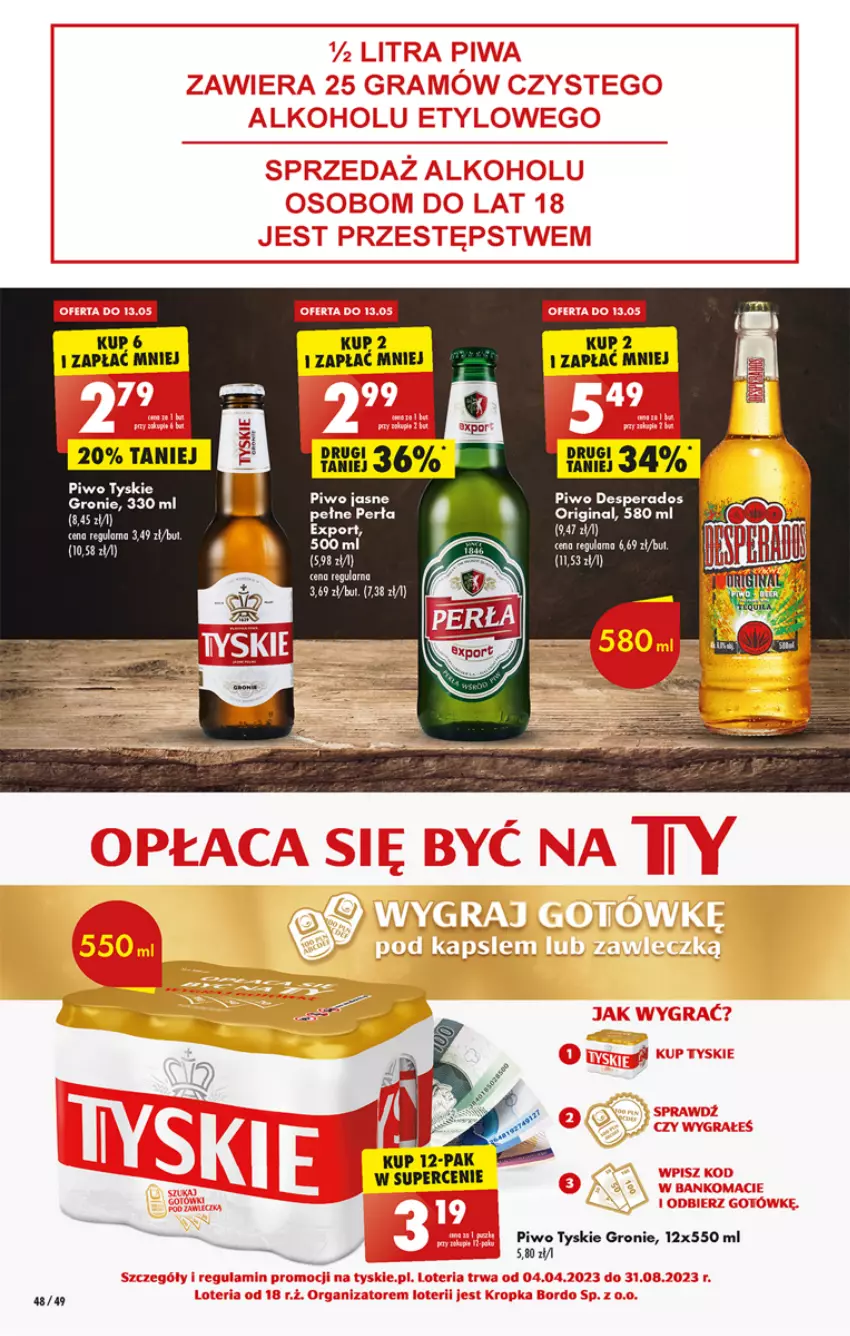 Gazetka promocyjna Biedronka - Gazetka - Biedronka.pl - ważna 11.05 do 17.05.2023 - strona 48 - produkty: Desperados, Gin, Perła, Piwo, Por, Tyskie