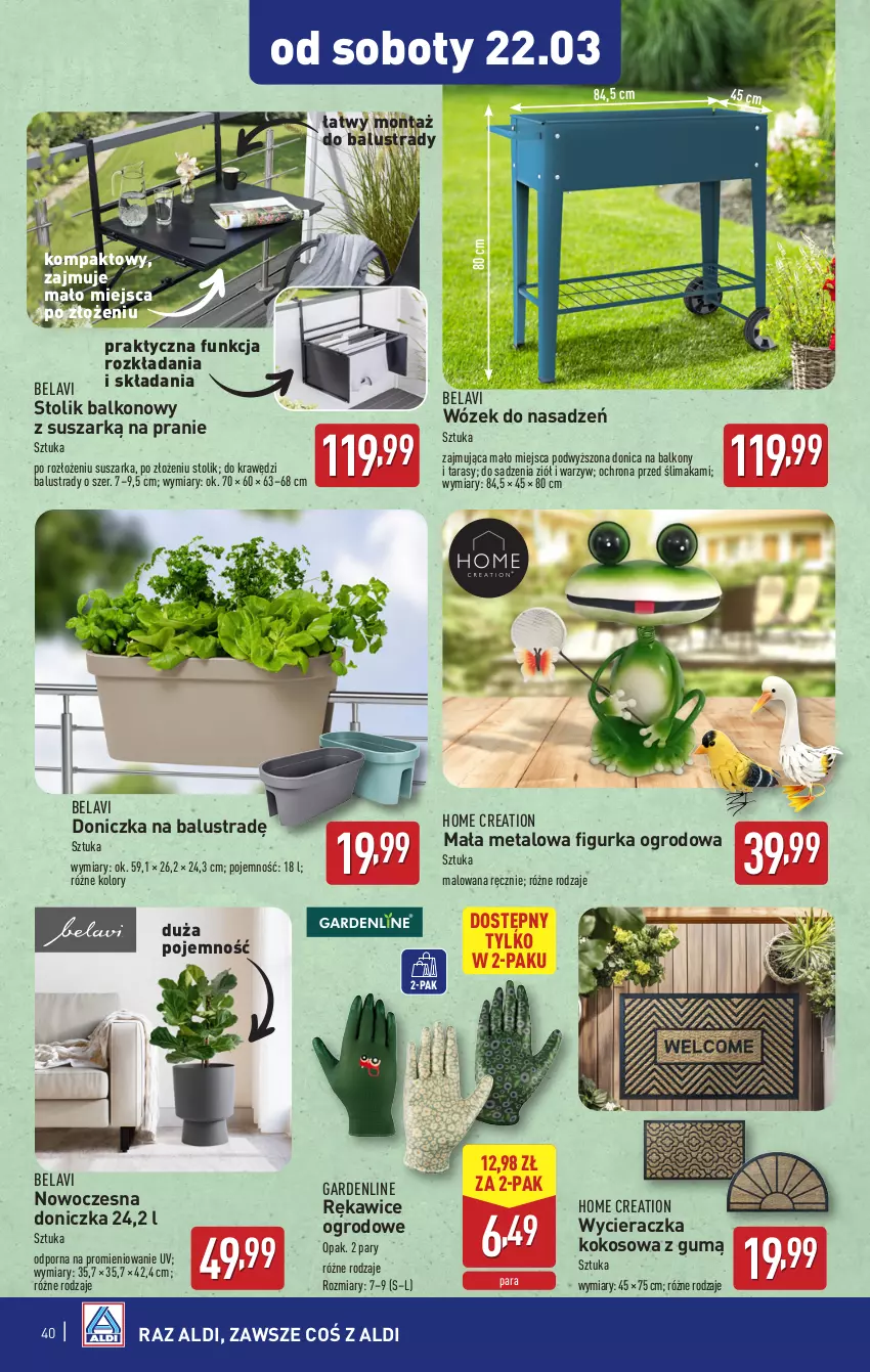 Gazetka promocyjna Aldi - Pełna oferta - ważna 17.03 do 22.03.2025 - strona 40 - produkty: Kokos, O nas, Por, Rękawice, Stolik, Suszarka, Wózek, Wycieraczka