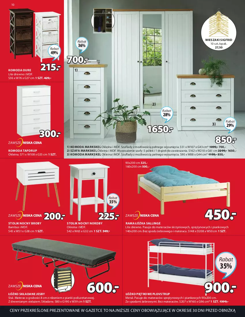 Gazetka promocyjna Jysk - Oferta tygodnia - ważna 12.04 do 16.05.2023 - strona 11 - produkty: Fa, Komoda, Materac, Moda, Rama, Rama łóżka, Stolik, Stolik nocny, Szafa, Tera, Wieszak