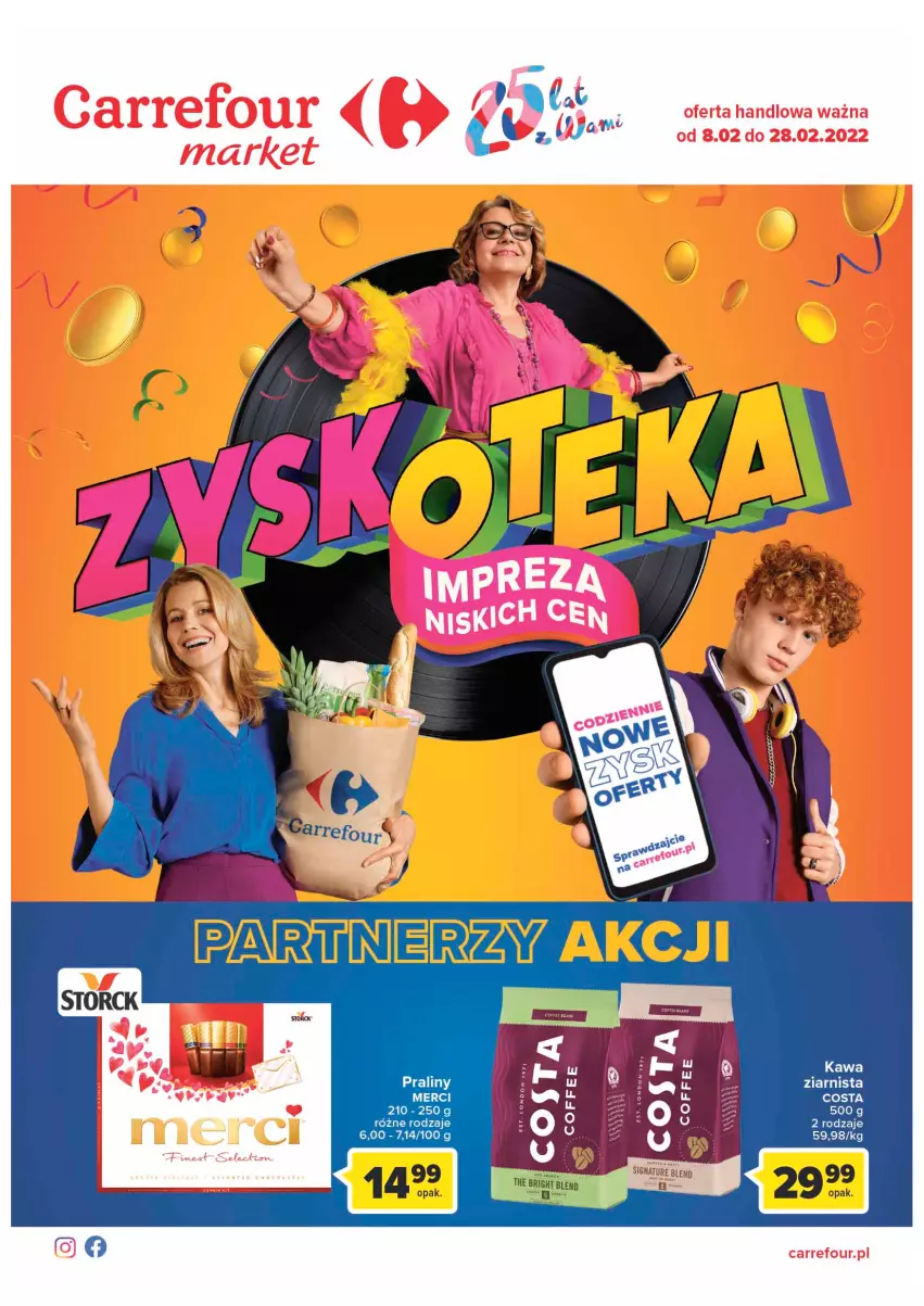 Gazetka promocyjna Carrefour - Gazetka Market - ważna 08.02 do 28.02.2022 - strona 1 - produkty: Baton, Kawa, Kawa ziarnista, Merci