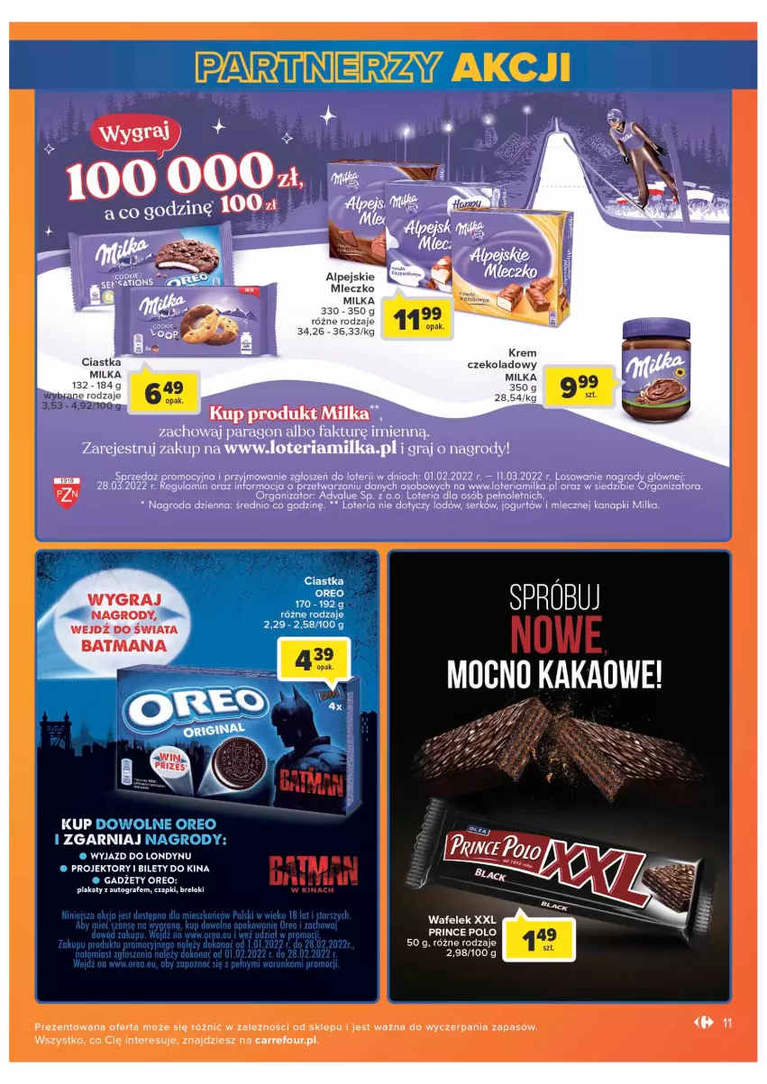 Gazetka promocyjna Carrefour - Gazetka Market - ważna 08.02 do 28.02.2022 - strona 11 - produkty: Ciastka, Fa, Gra, Jogurt, Milka, Mleczko, Mop, Oreo, Prince Polo, Projektory, Ser, Wafelek