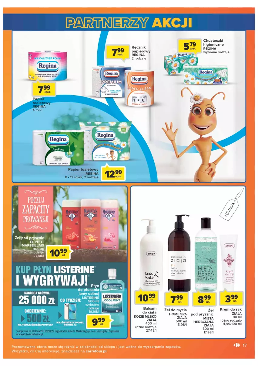 Gazetka promocyjna Carrefour - Gazetka Market - ważna 08.02 do 28.02.2022 - strona 17 - produkty: Aloe vera, Chusteczki, Gin, Krem do rąk, Mars, Mleczko, Mleko, Papier, Ręcznik, Rolki, Ziaja