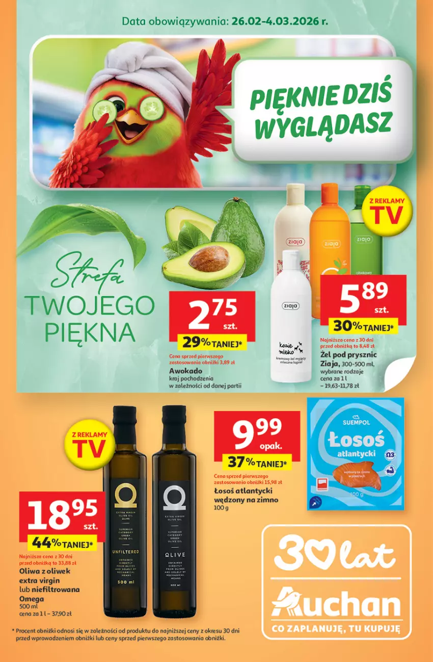 Gazetka promocyjna Auchan - Gazetka 30 Lat Supermarket Auchan Franczyza - ważna 26.02 do 04.03.2026 - strona 1 - produkty: Gin, Oliwa z oliwek, Ziaja