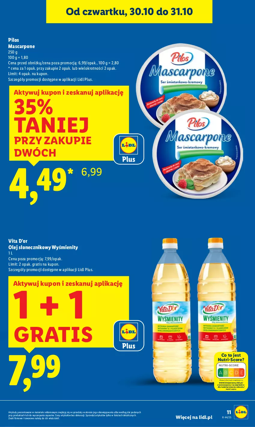 Gazetka promocyjna Lidl - GAZETKA - ważna 30.10 do 31.10.2025 - strona 11 - produkty: Gra, Mascarpone, Olej, Olej słonecznikowy, Pilos, Wazon