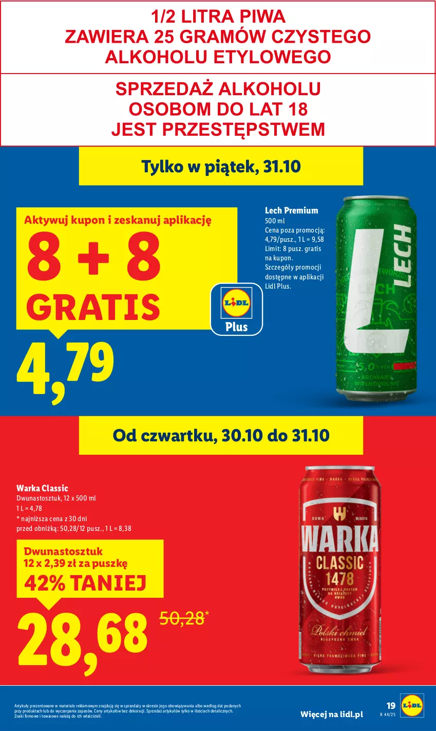 Gazetka promocyjna Lidl - GAZETKA - ważna 30.10 do 31.10.2025 - strona 19 - produkty: Gra, Lech Premium, Warka
