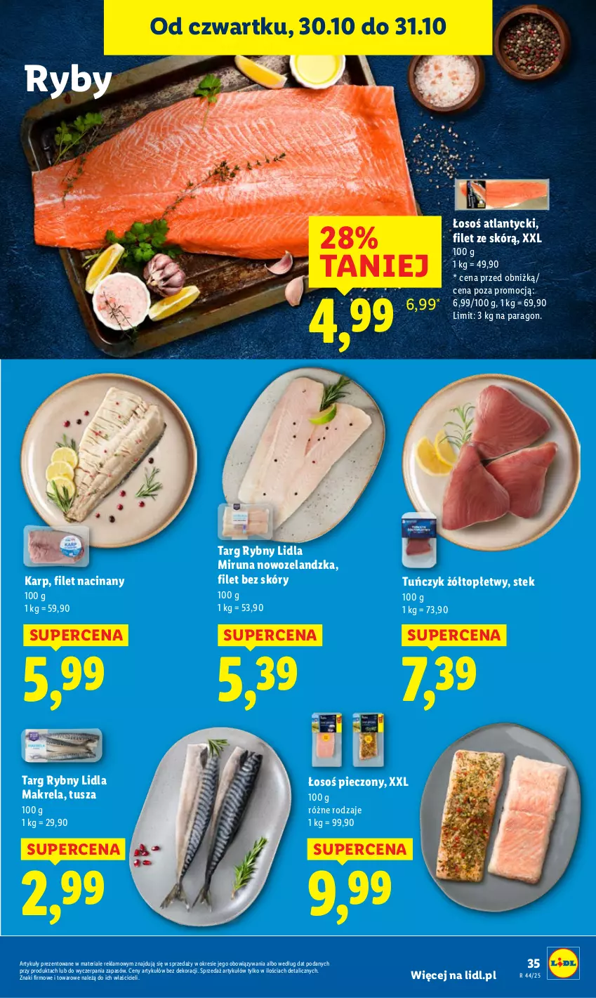 Gazetka promocyjna Lidl - GAZETKA - ważna 30.10 do 31.10.2025 - strona 37 - produkty: Karp, Miruna, Piec, Stek, Top, Tuńczyk, Tusz