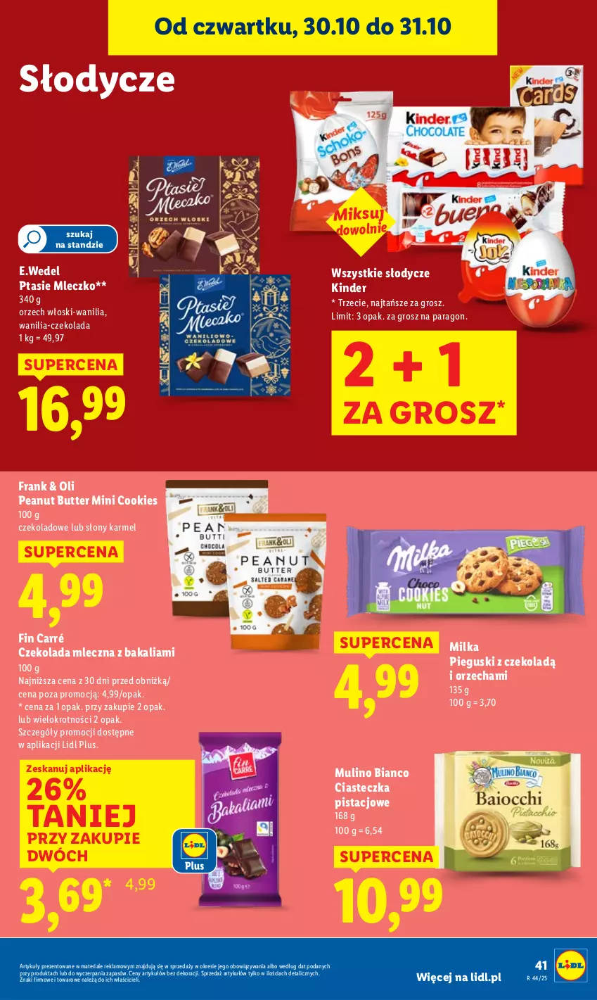 Gazetka promocyjna Lidl - GAZETKA - ważna 30.10 do 31.10.2025 - strona 43 - produkty: Czekolada, Czekolada mleczna, Kinder, Milka, Mleczko, Ptasie mleczko
