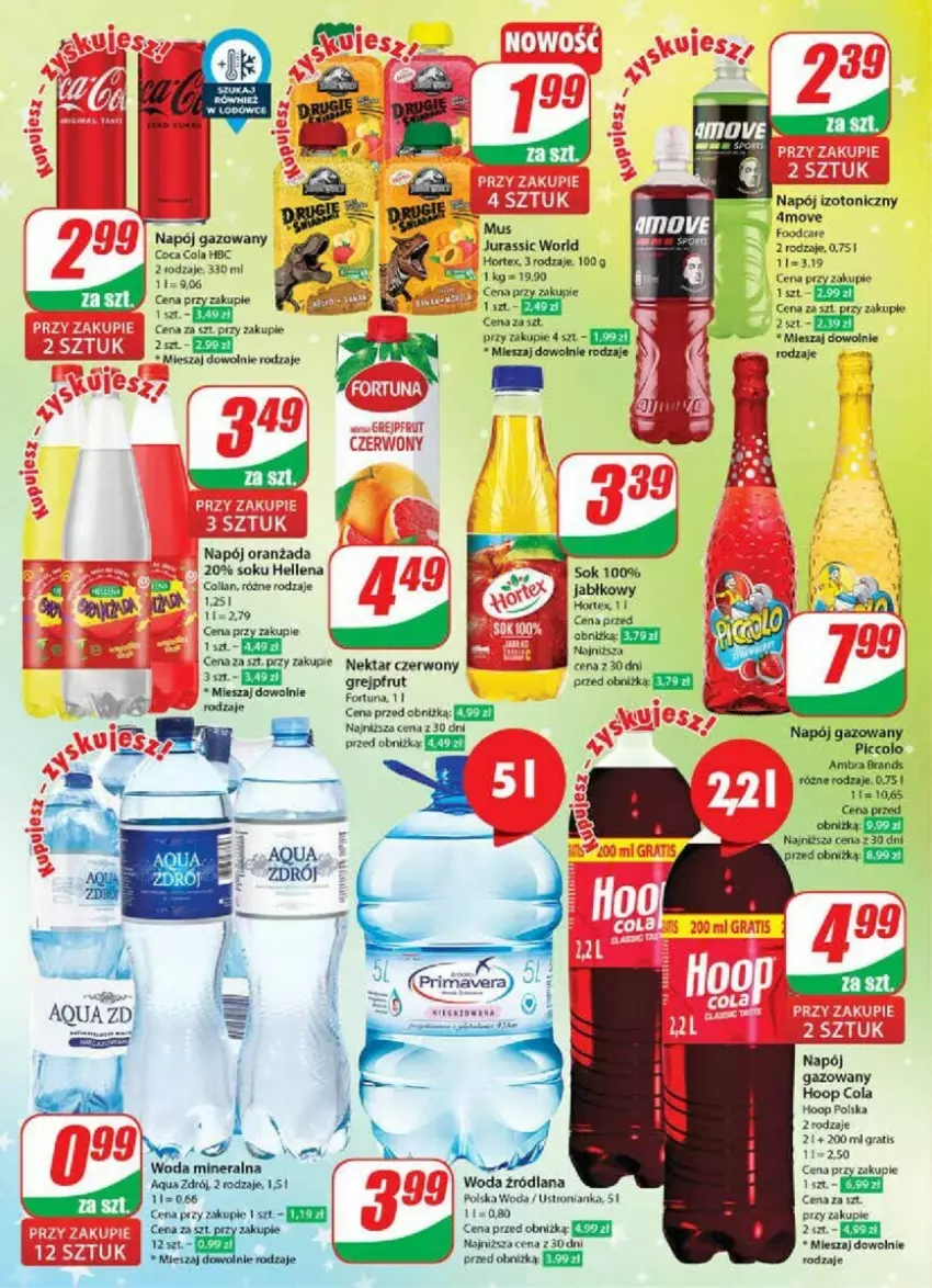 Gazetka promocyjna Dino - ważna 06.12 do 12.12.2023 - strona 12 - produkty: Fortuna, Gra, Grejpfrut, Hellena, Hoop, Hortex, Jurassic World, LANA, Mus, Napój, Napój gazowany, Napój izotoniczny, Nektar, Oranżada, Sok, Woda