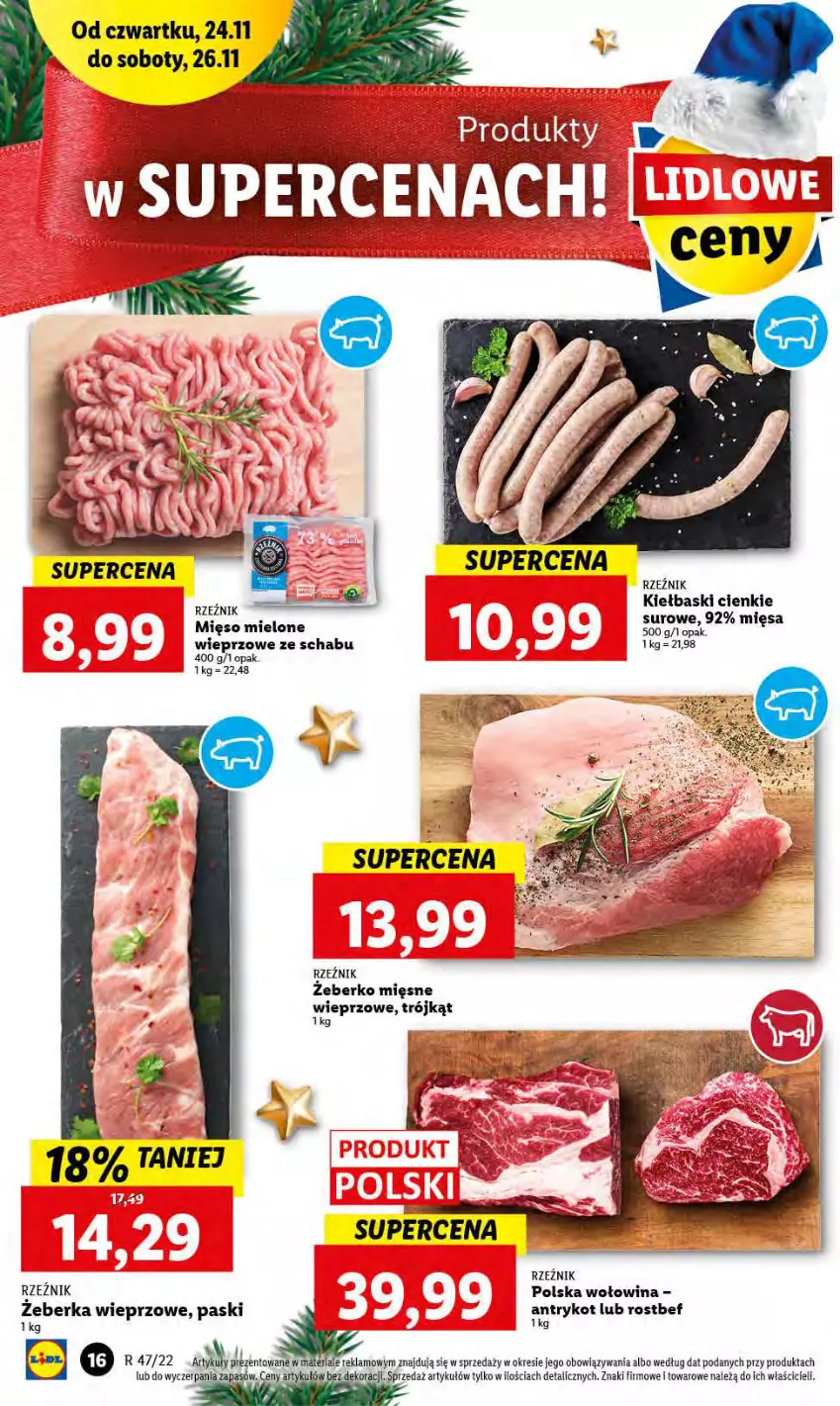 Gazetka promocyjna Lidl - GAZETKA - ważna 24.11 do 26.11.2022 - strona 18 - produkty: Mięso, Mięso mielone, Rostbef, Wołowina