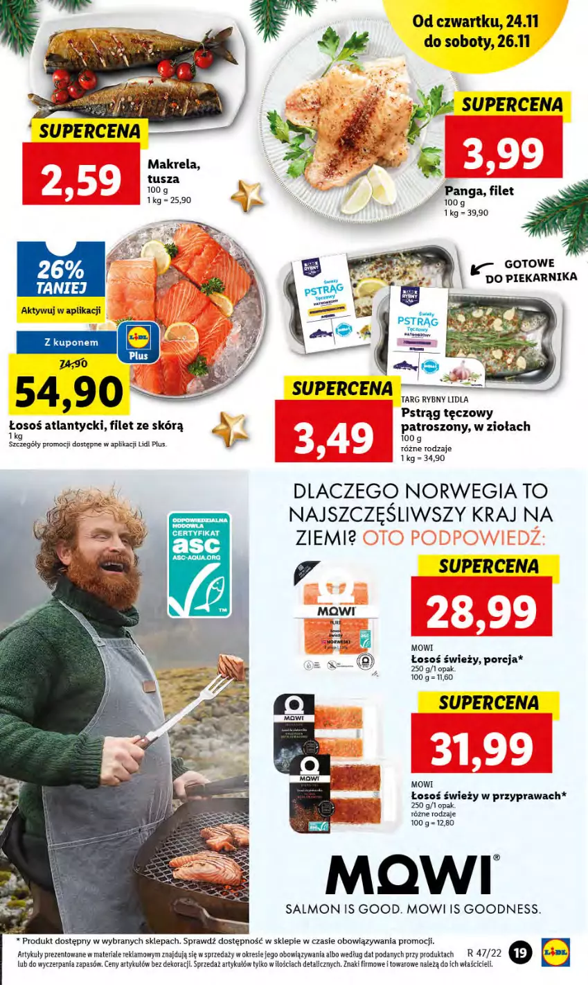 Gazetka promocyjna Lidl - GAZETKA - ważna 24.11 do 26.11.2022 - strona 21 - produkty: Fa, Panga, Piekarnik, Por, Pstrąg, Pstrąg tęczowy, Tusz