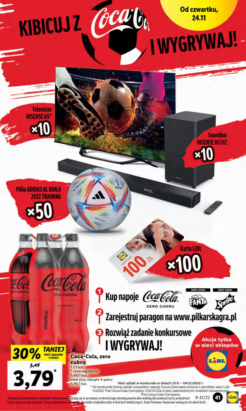 Gazetka promocyjna Lidl - GAZETKA - ważna 24.11 do 26.11.2022 - strona 43 - produkty: Adidas, Coca-Cola, Gra, Gry, Napoje, Okno, Por, Soundbar