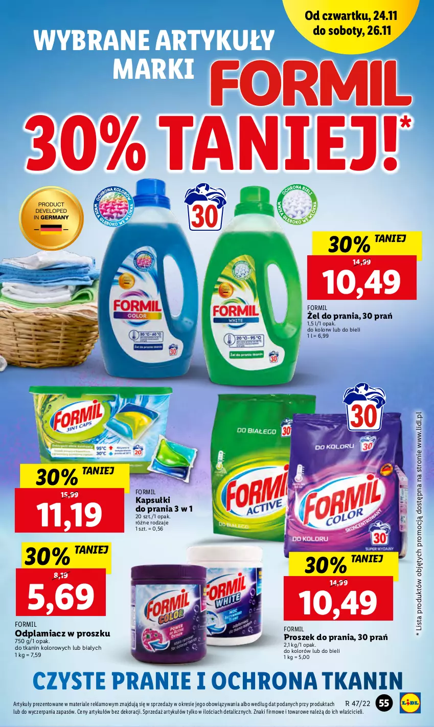 Gazetka promocyjna Lidl - GAZETKA - ważna 24.11 do 26.11.2022 - strona 57 - produkty: Kapsułki do prania, Odplamiacz, Proszek do prania