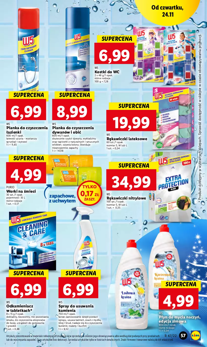 Gazetka promocyjna Lidl - GAZETKA - ważna 24.11 do 26.11.2022 - strona 59 - produkty: Do mycia naczyń, Dywan, Odkamieniacz, Pianka do czyszczenia, Płyn do mycia, Płyn do mycia naczyń, Pur, Tablet, Worki na śmiec, Worki na śmieci