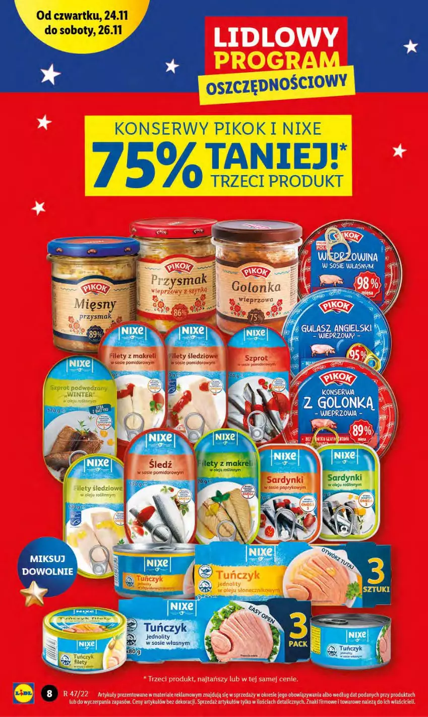 Gazetka promocyjna Lidl - GAZETKA - ważna 24.11 do 26.11.2022 - strona 8 - produkty: PIKOK, Ser, Sos, Tuńczyk